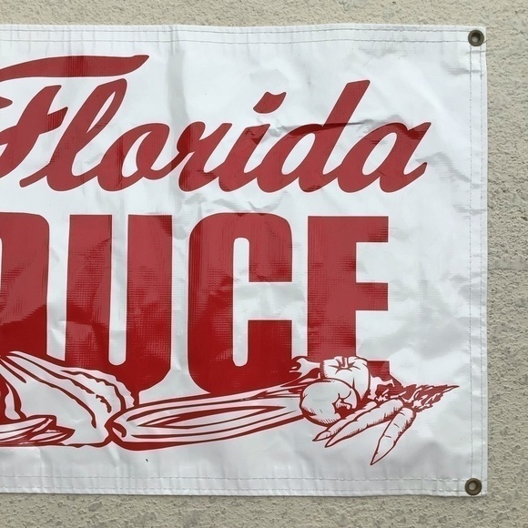 Florida Produce 4’ Banner Farmers Market Stall Sign Thick Vinyl Corner Grommets - Picture 7 of 14